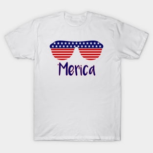 Merica american flag sunglasses 4th of july t-shirt T-Shirt